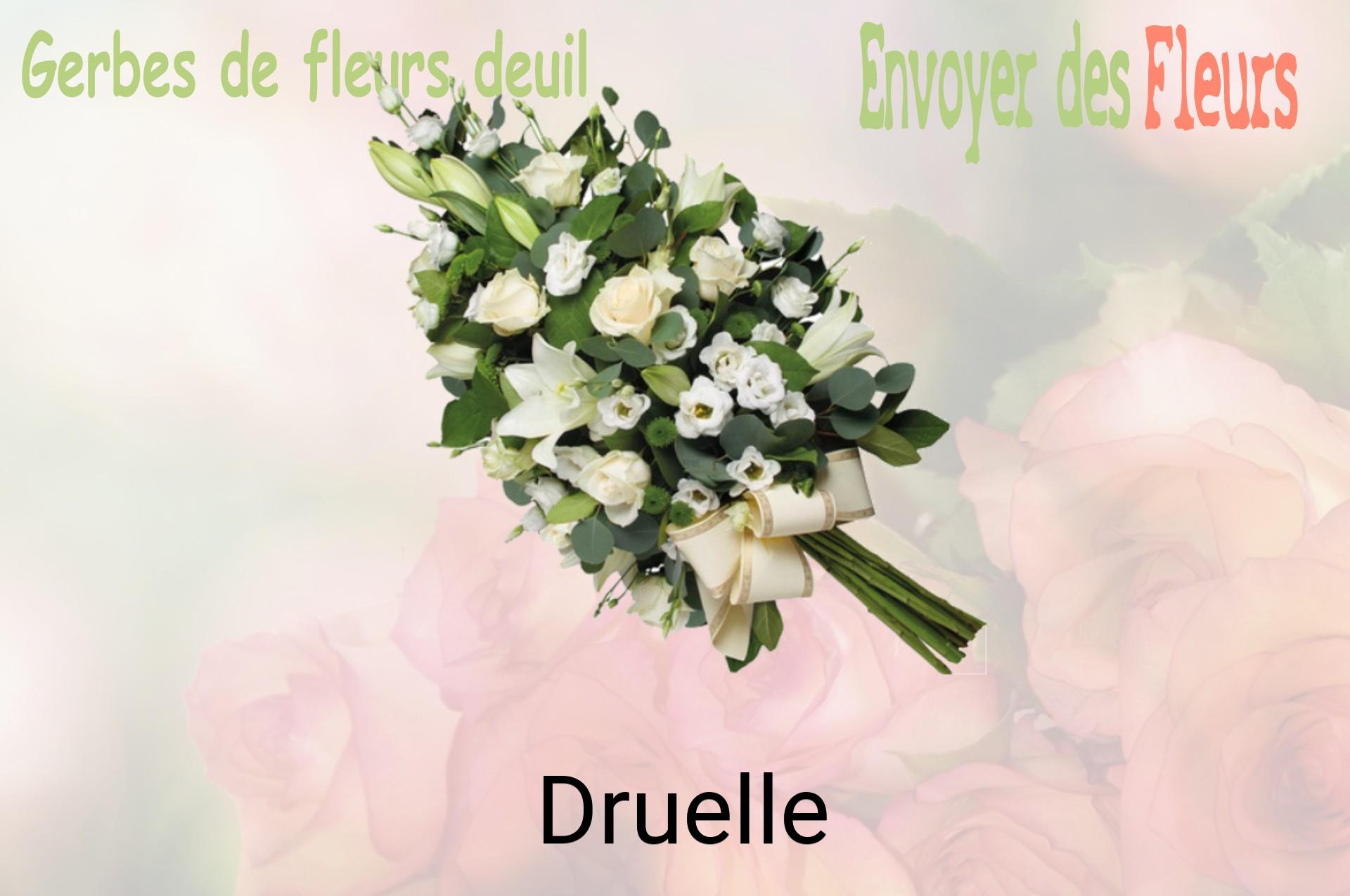 Gerbe de fleurs de deuil livrée à Druelle